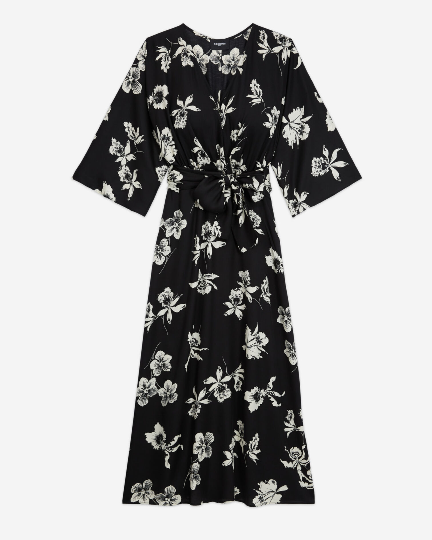Robe longue fleurie, BLACK WHITE, hi-res image number null