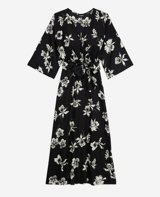 The Kooples FEMME BLACK WHITE robe longue fleurie