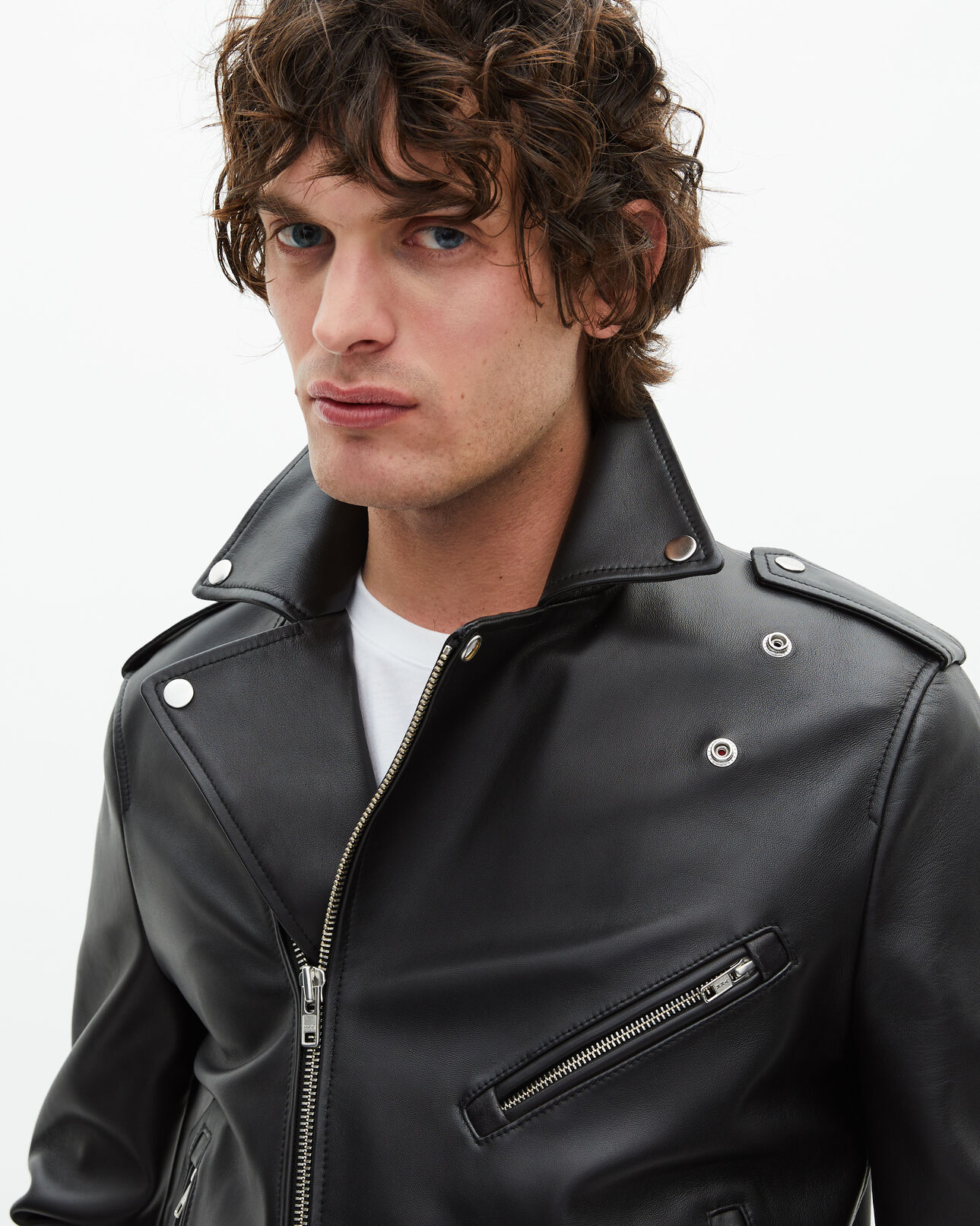 The Kooples MEN BLACK black leather biker jacket