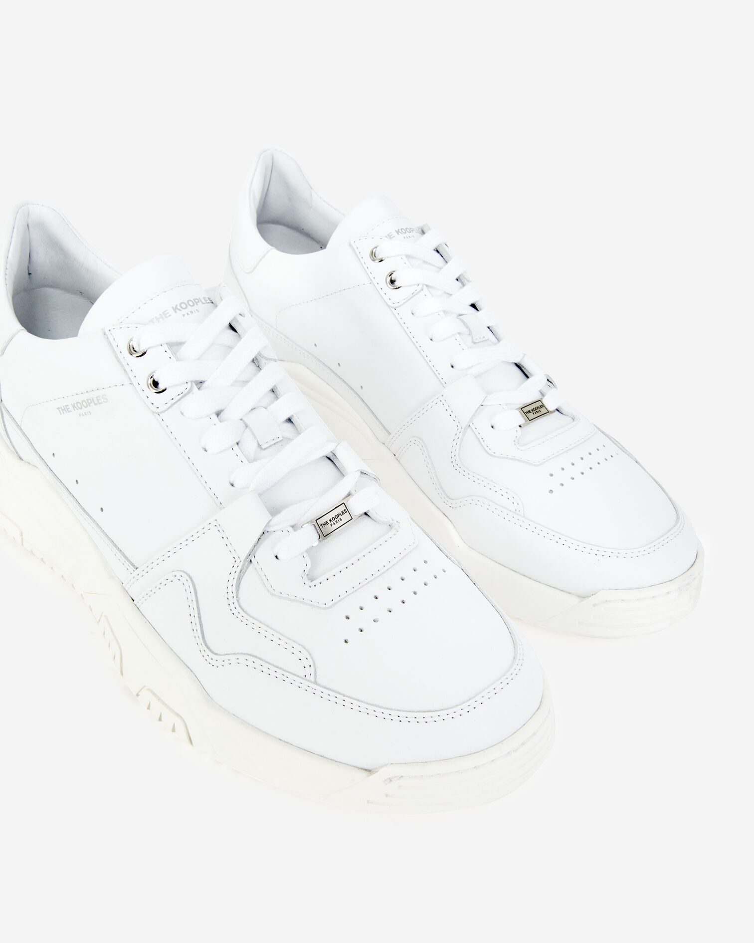 Weiße Turnschuhe aus Leder mit Aussparungen, WHITE, hi-res image number null