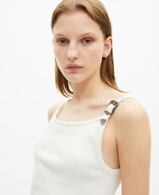 The Kooples WOMEN ECRU ribbed ecru tank top