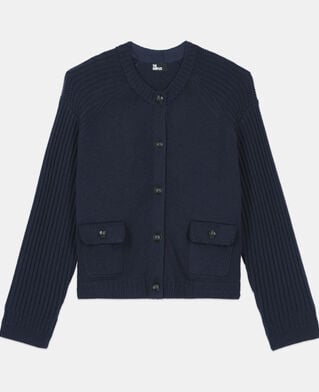 The Kooples DAMEN DARK BLUE marineblaue strickjacke aus wolle