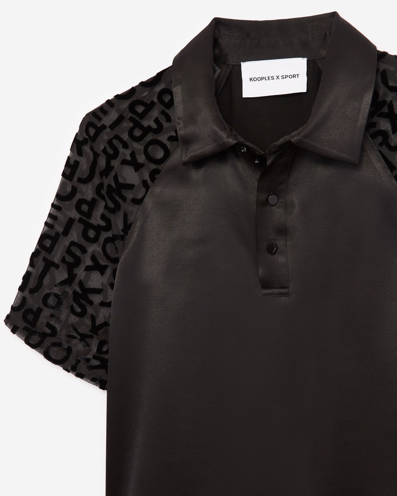 The Kooples WOMEN BLACK short-sleeved black polo with burnout logo