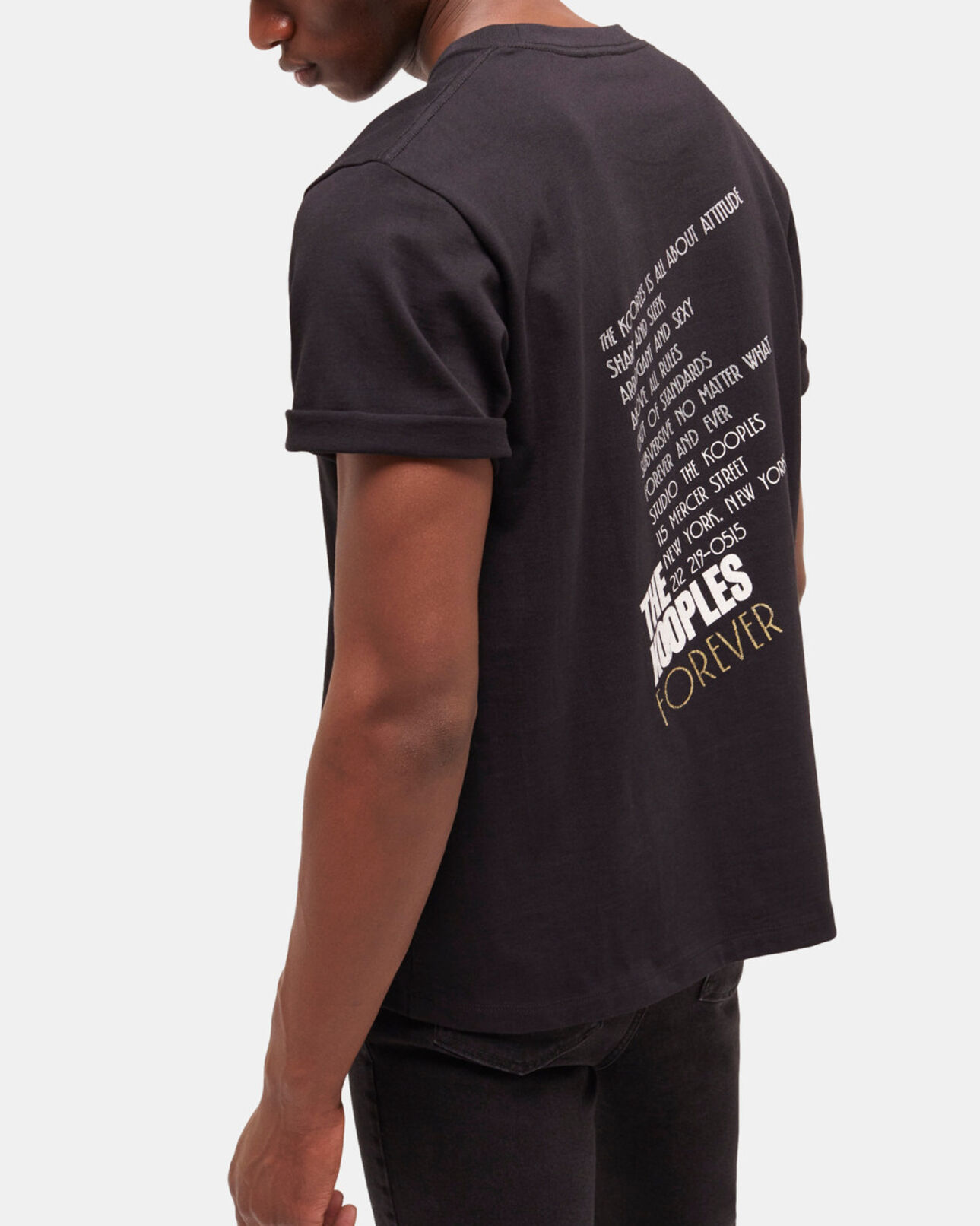 The Kooples HOMME BLACK-ANTIC GOLD t-shirt homme sérigraphié noir