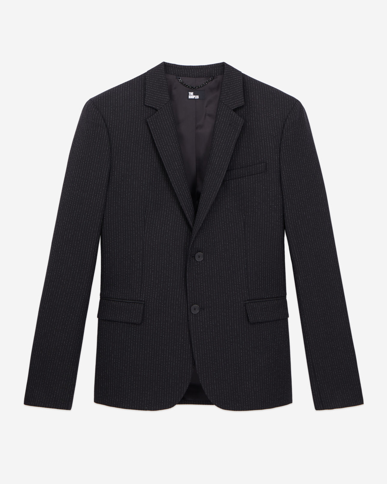 The Kooples HOMME BLACK-ECRU veste noire en laine à rayures tennis