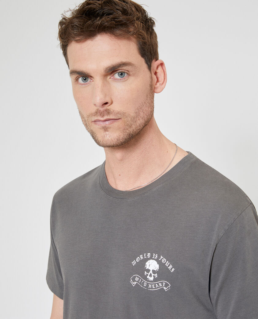 The Kooples HOMBRE GREY MELANGE camiseta con serigraf&iacute;a skull gris