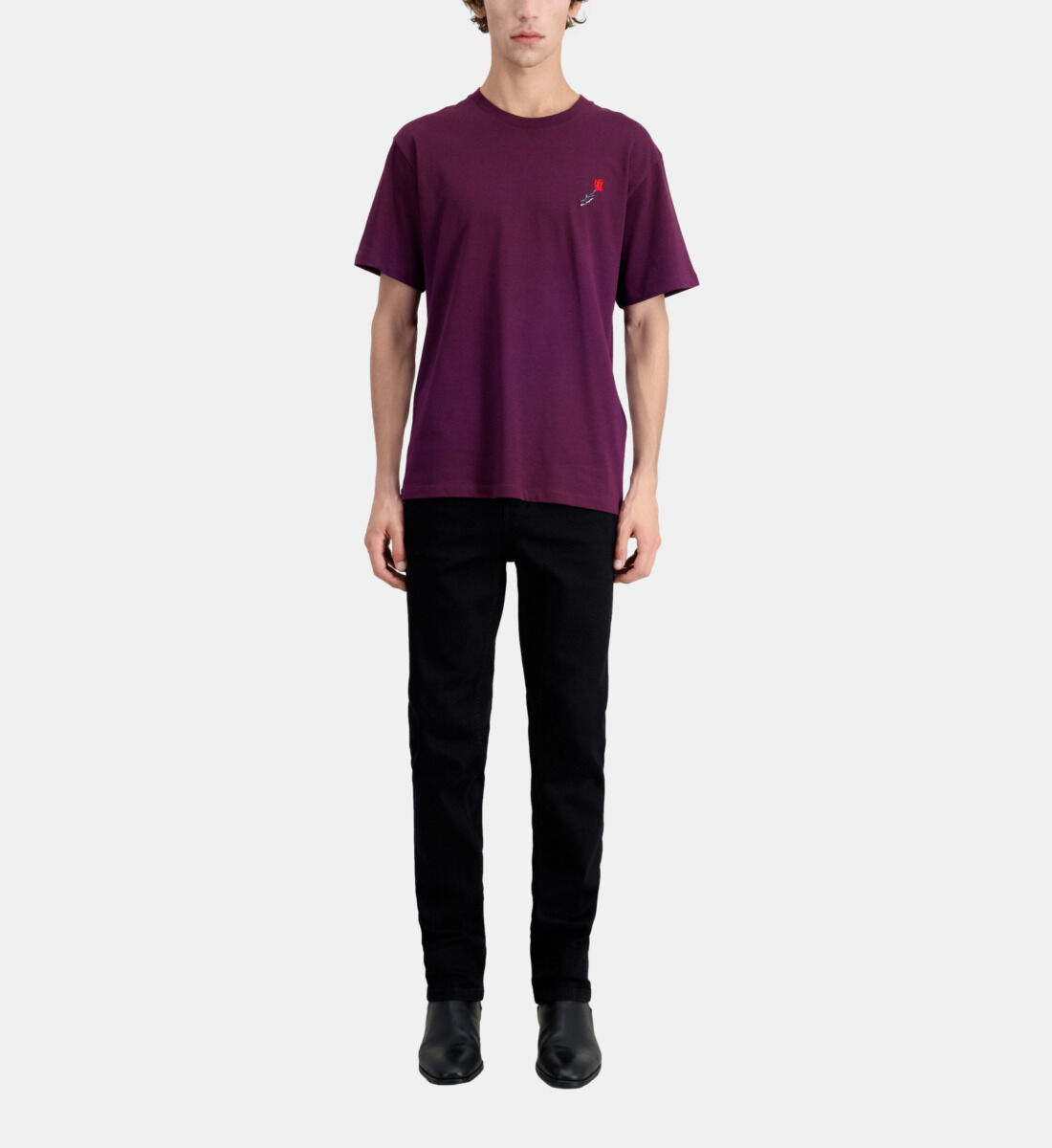 T shirt hot sale with rose embroidery