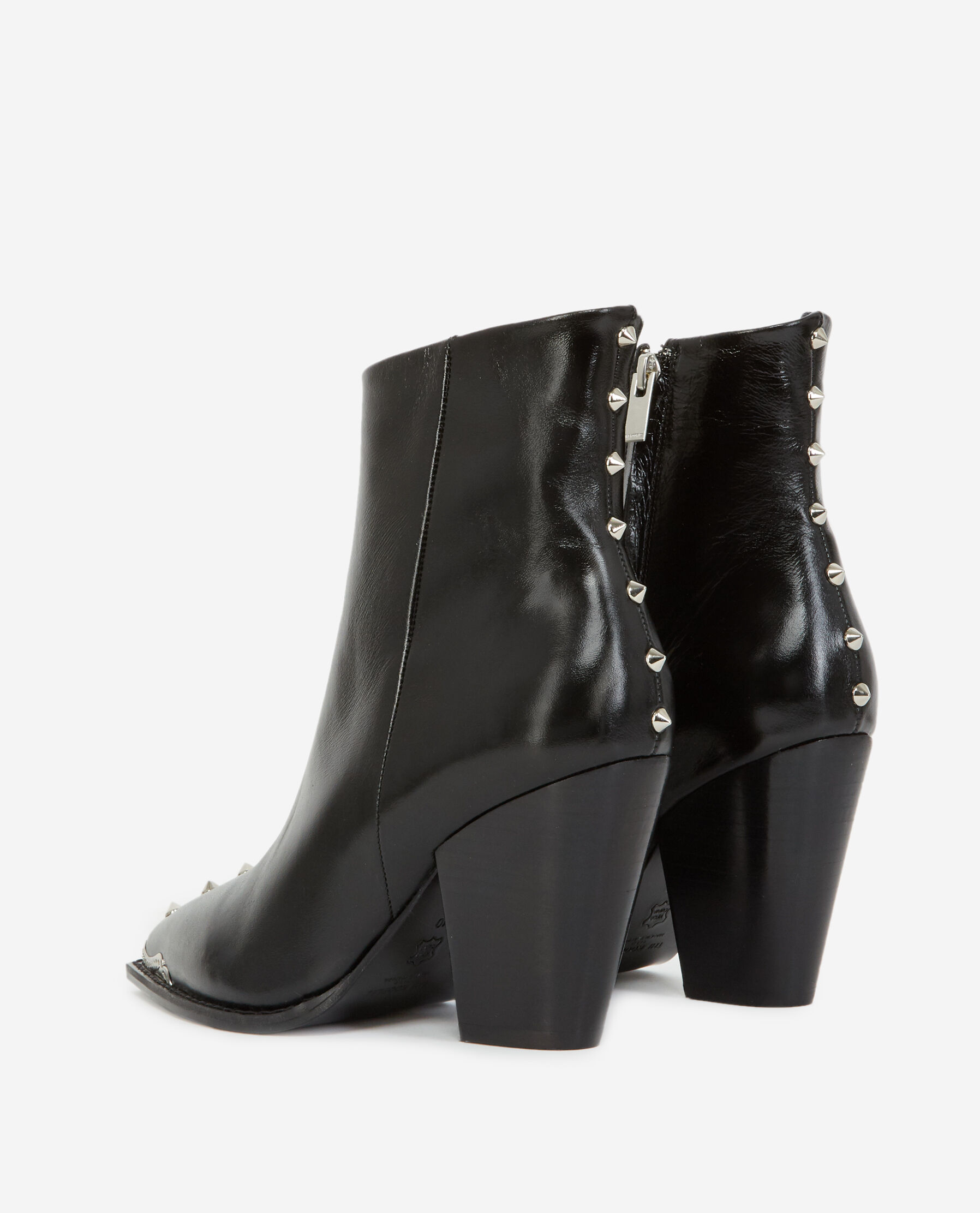 Black leather sales booties with studs