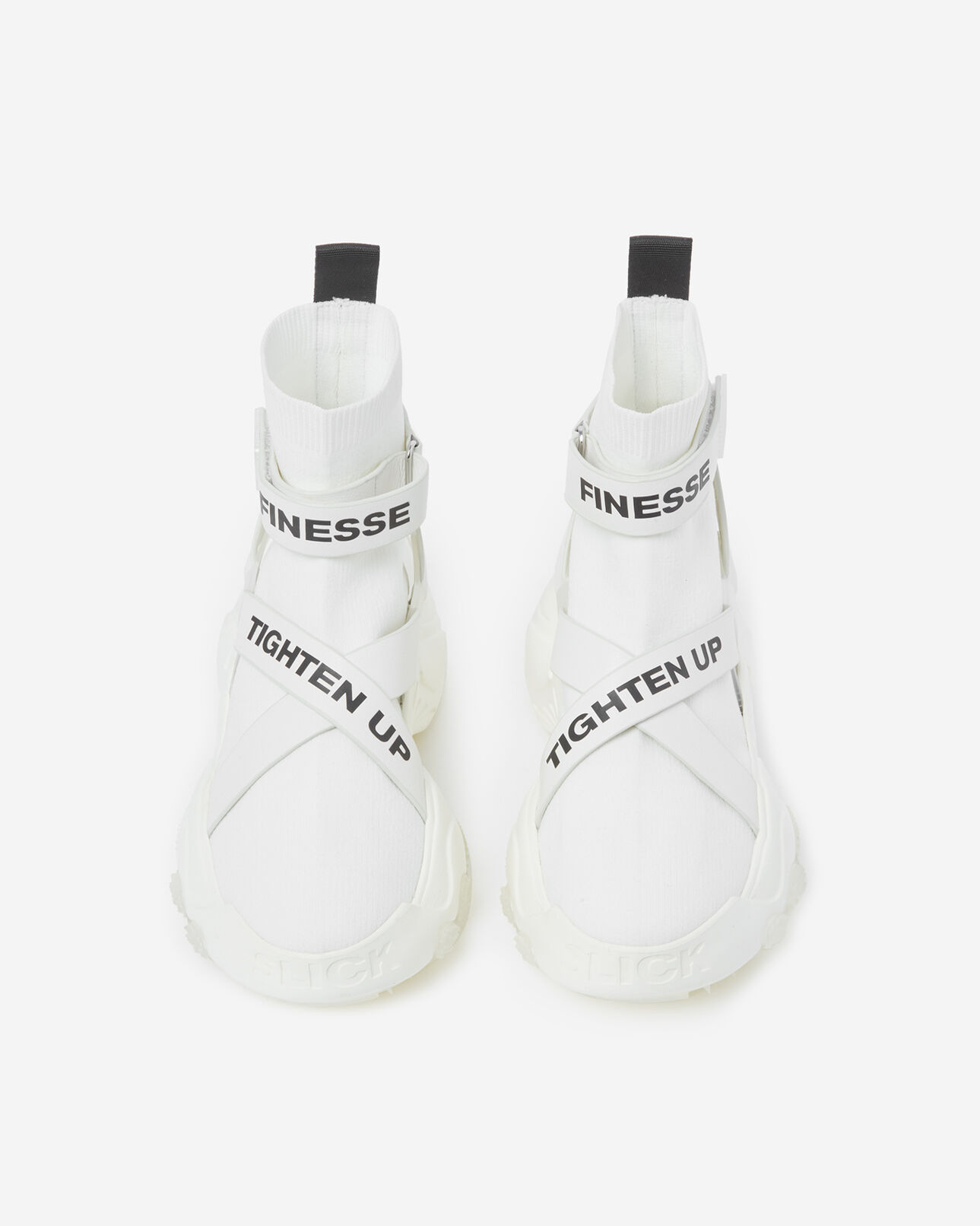 The Kooples WOMEN WHITE slick white high-top trainers with text