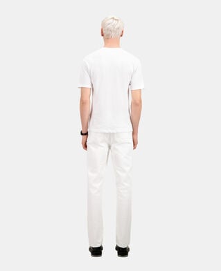 The Kooples H WHITE men's white t-shirt with dagger through heart embroidery