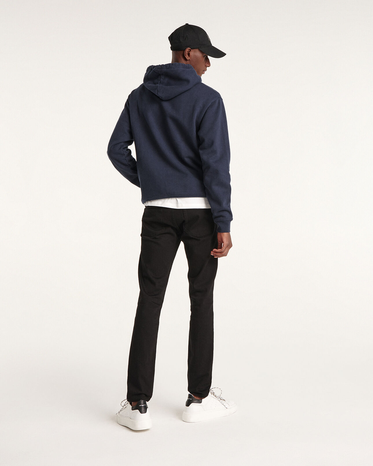 The Kooples HOMME NAVY sweat bleu marine à capuche imprimé