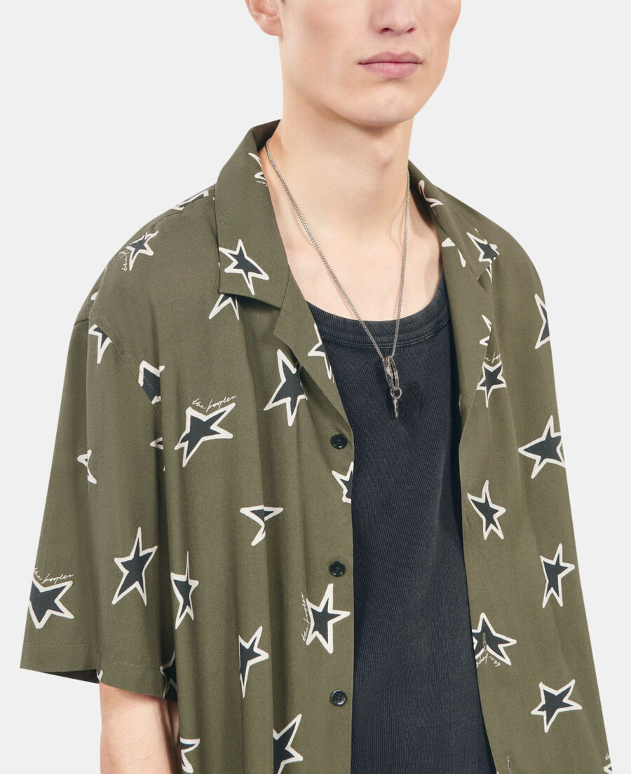 The Kooples H KAKI BLACK short-sleeved star printed shirt