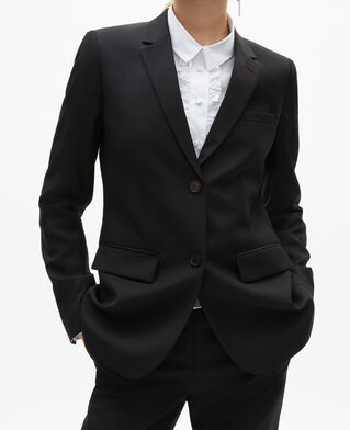 The Kooples WOMEN BLACK black slim-fit wool suit jacket