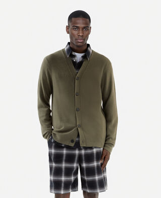 The Kooples HOMME OLIVE KAKI cardigan en cachemire kaki