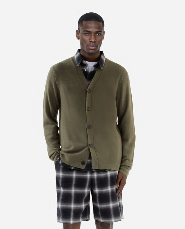 The Kooples HERREN OLIVE KAKI strickjacke aus kaschmir in khaki
