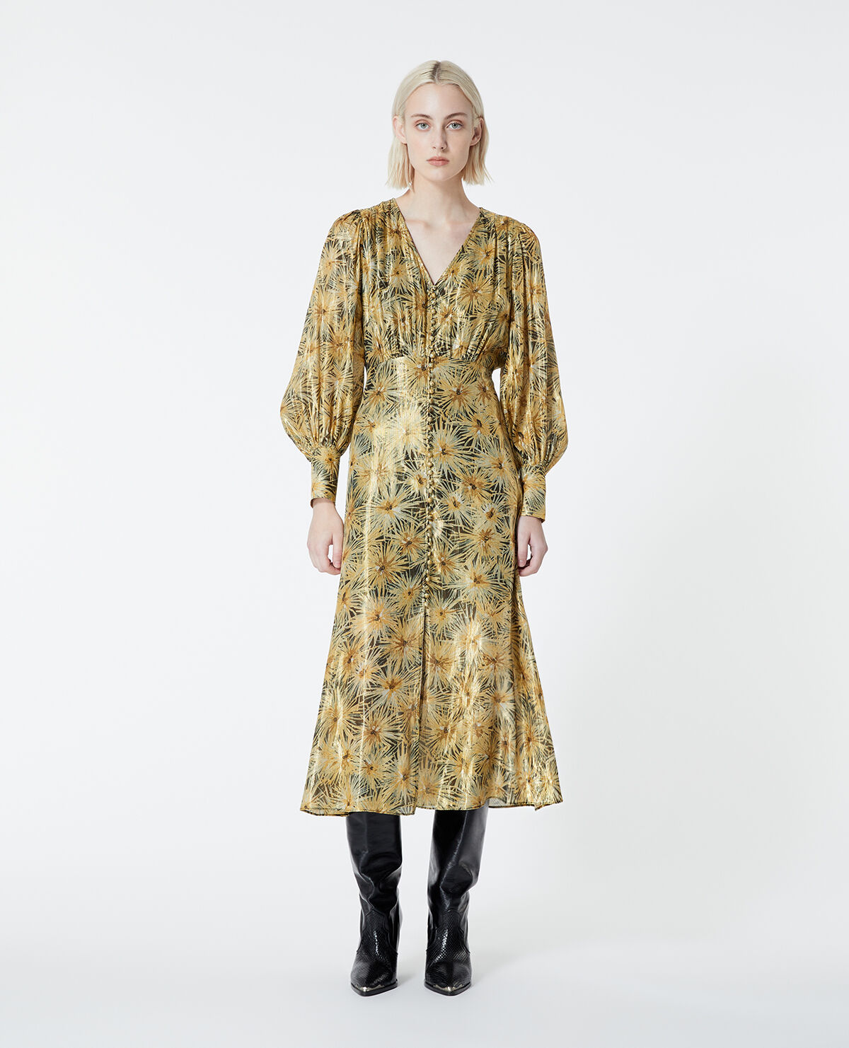 Robe longue imprimé doré cheap