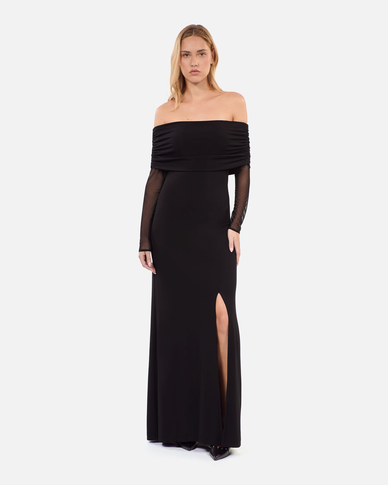 The Kooples FEMME BLACK robe longue en jersey noire