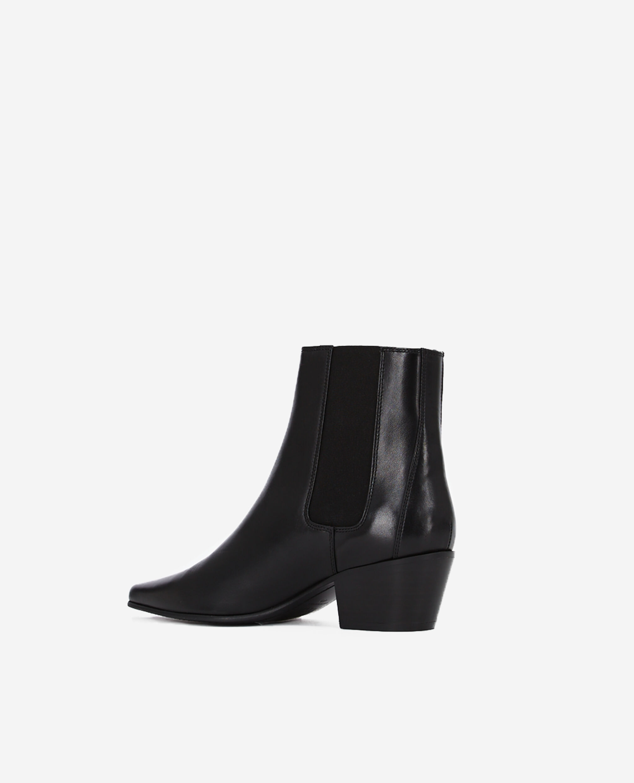 Black leather ankle boots, BLACK, hi-res image number null