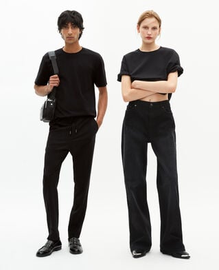 The Kooples MEN BLACK unisex plain black straight t-shirt
