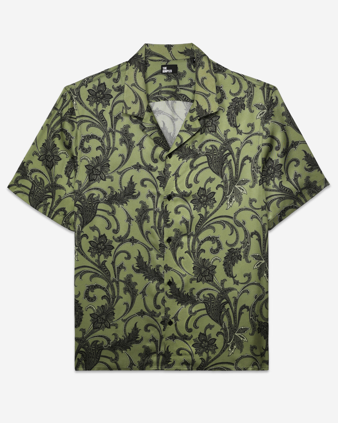 The Kooples HOMME KAKI BLACK chemise manches courtes fleurie