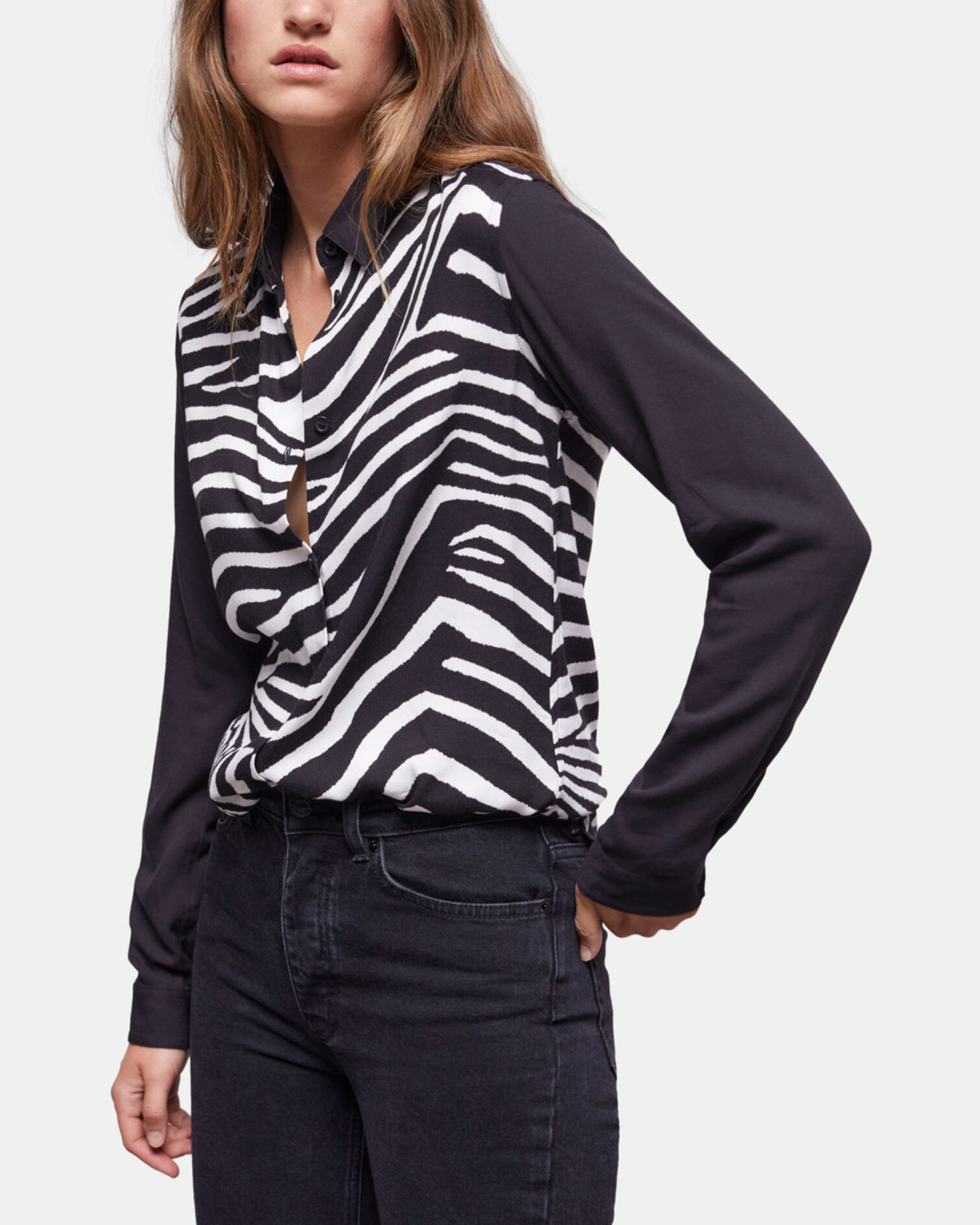 Chemise imprimée, BLACK WHITE, hi-res image number null
