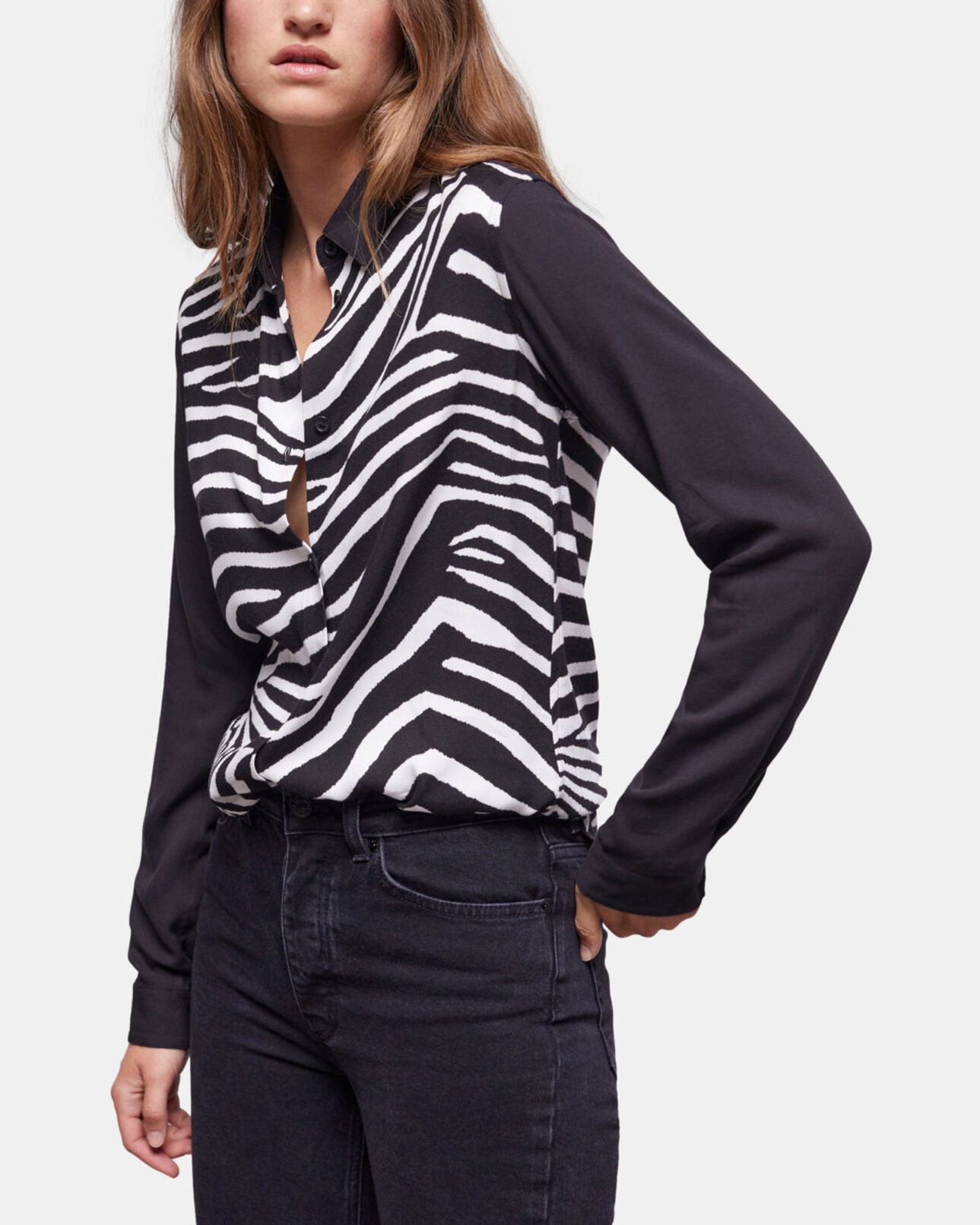 The Kooples MUJER BLACK WHITE camisa estampada