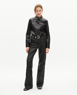 The Kooples F BLACK black leather shirt