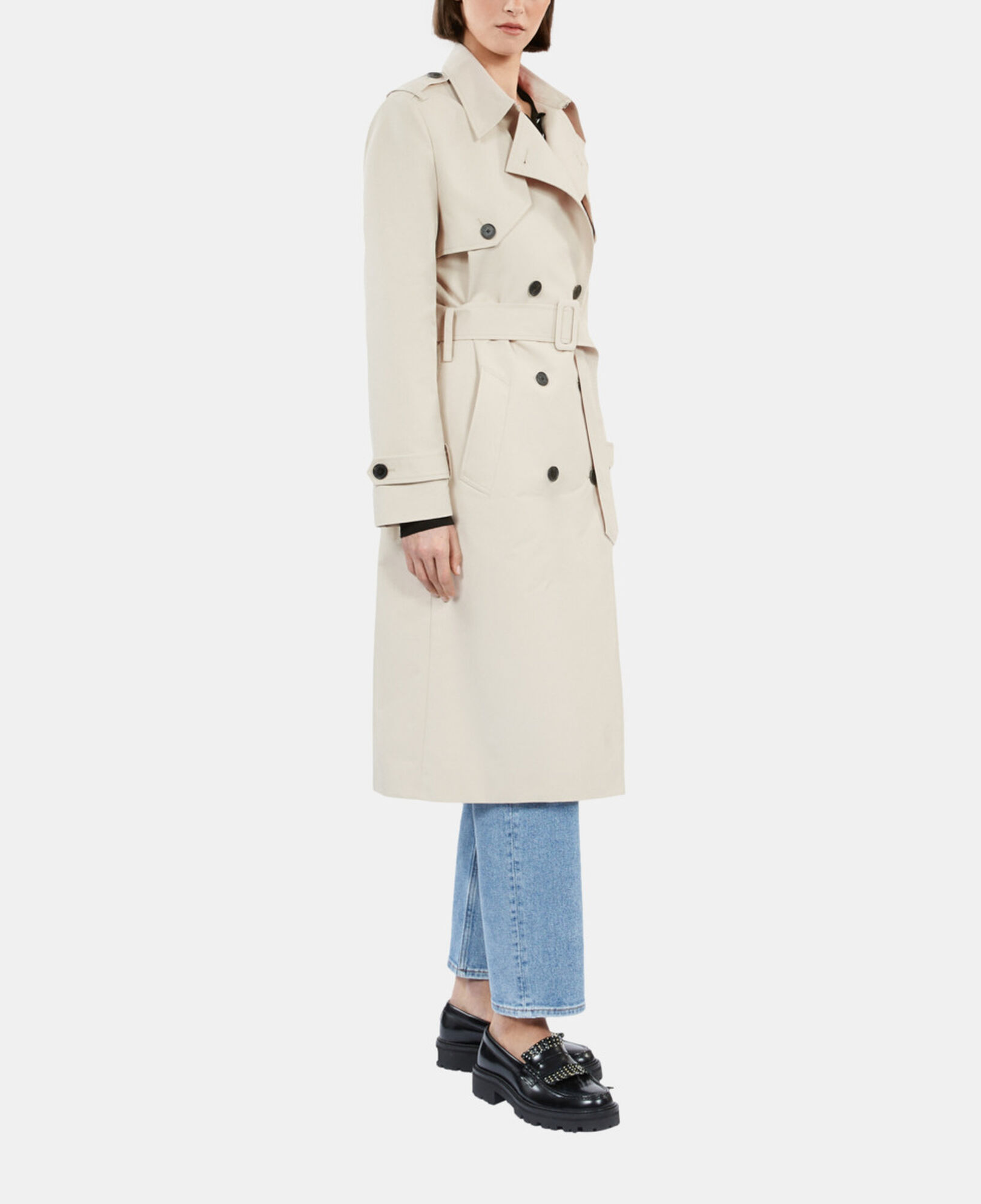 The Kooples WOMEN BEIGE long beige trench coat