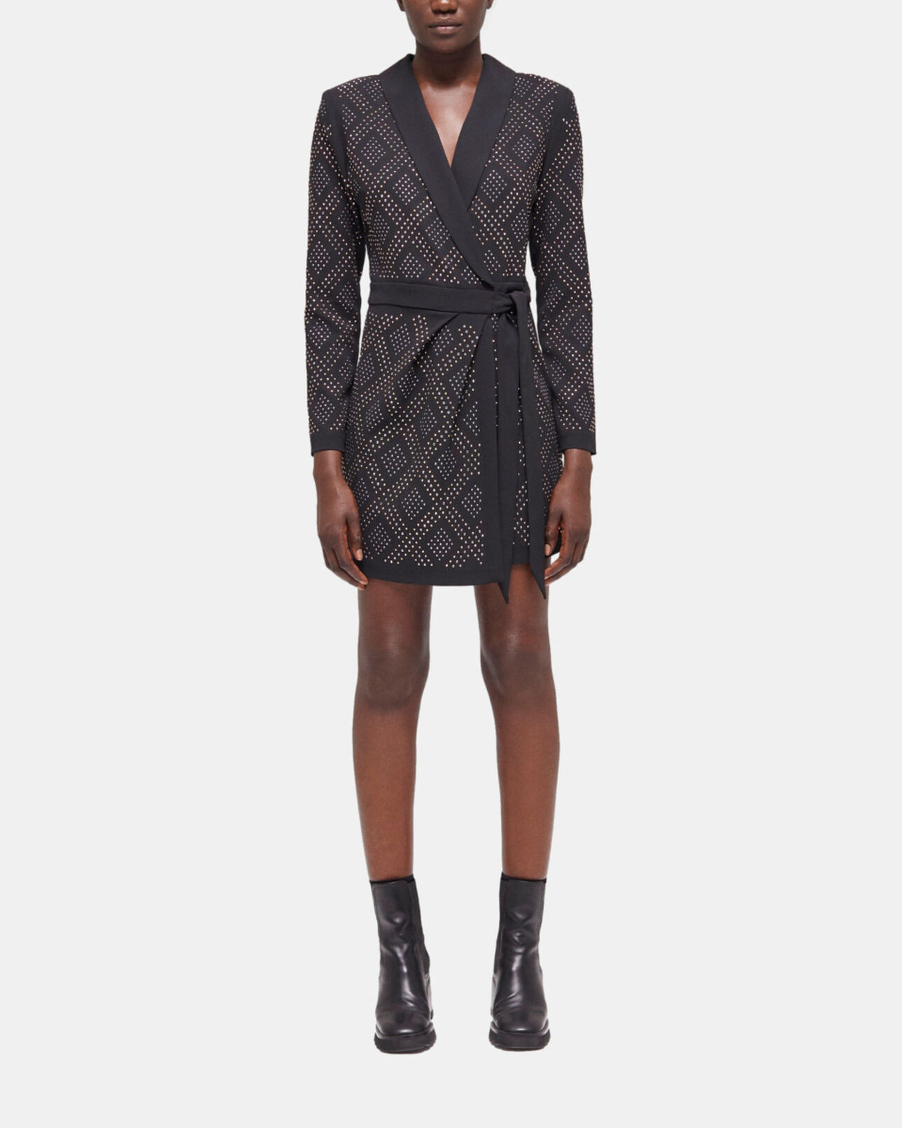 The Kooples DAMEN BLACK kurzer, schwarzer wickelrock