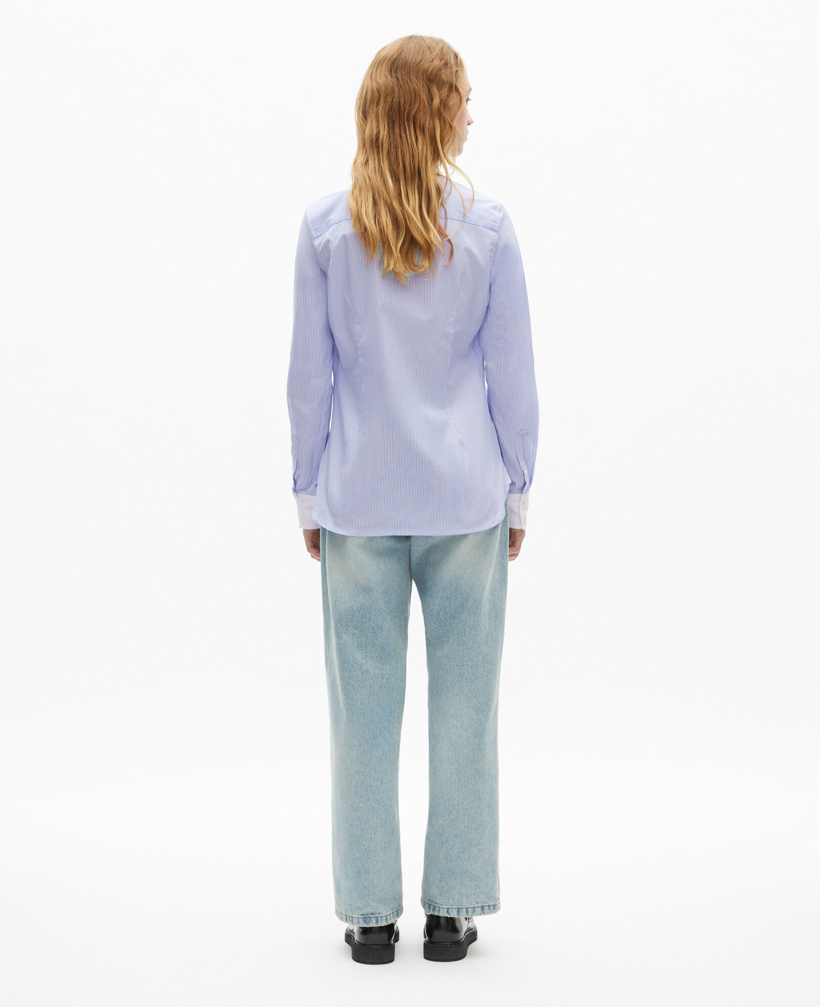 The Kooples DAMEN BLUE WHITE gestreiftes hemd aus popeline