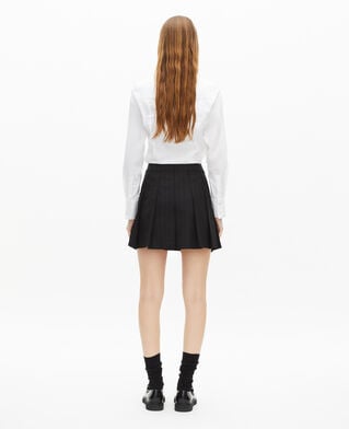 The Kooples FEMME BLACK jupe courte pliss&eacute;e &agrave; rayures noire