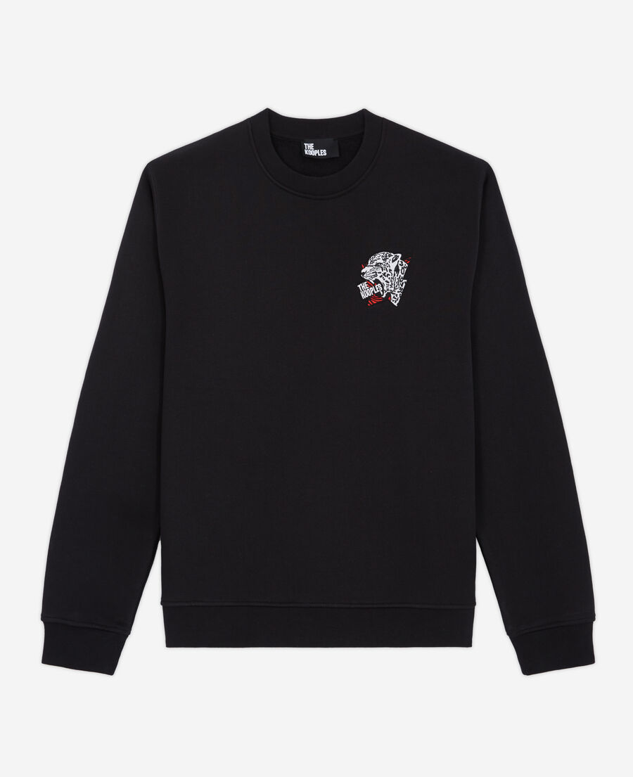 black logo sweatshirt with a tiger print