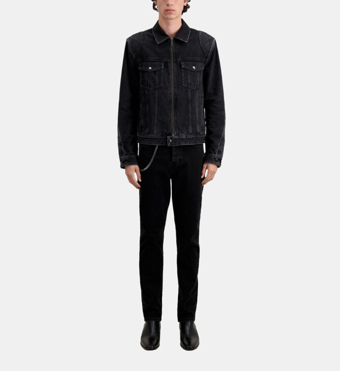 The kooples black denim jacket clearance