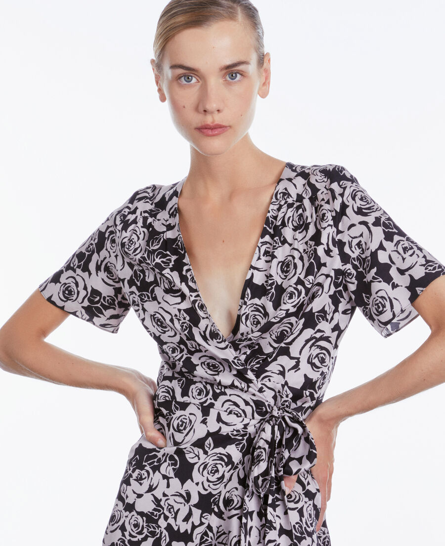 robe portefeuille courte imprimée