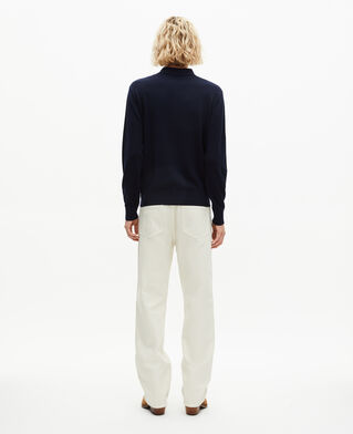The Kooples HOMME NAVY pull col polo en laine mérinos marine