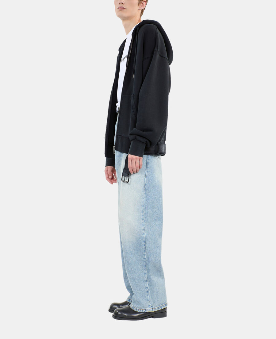 The Kooples HERREN BLACK WASHED schwarzes sweatshirt mit kapuze