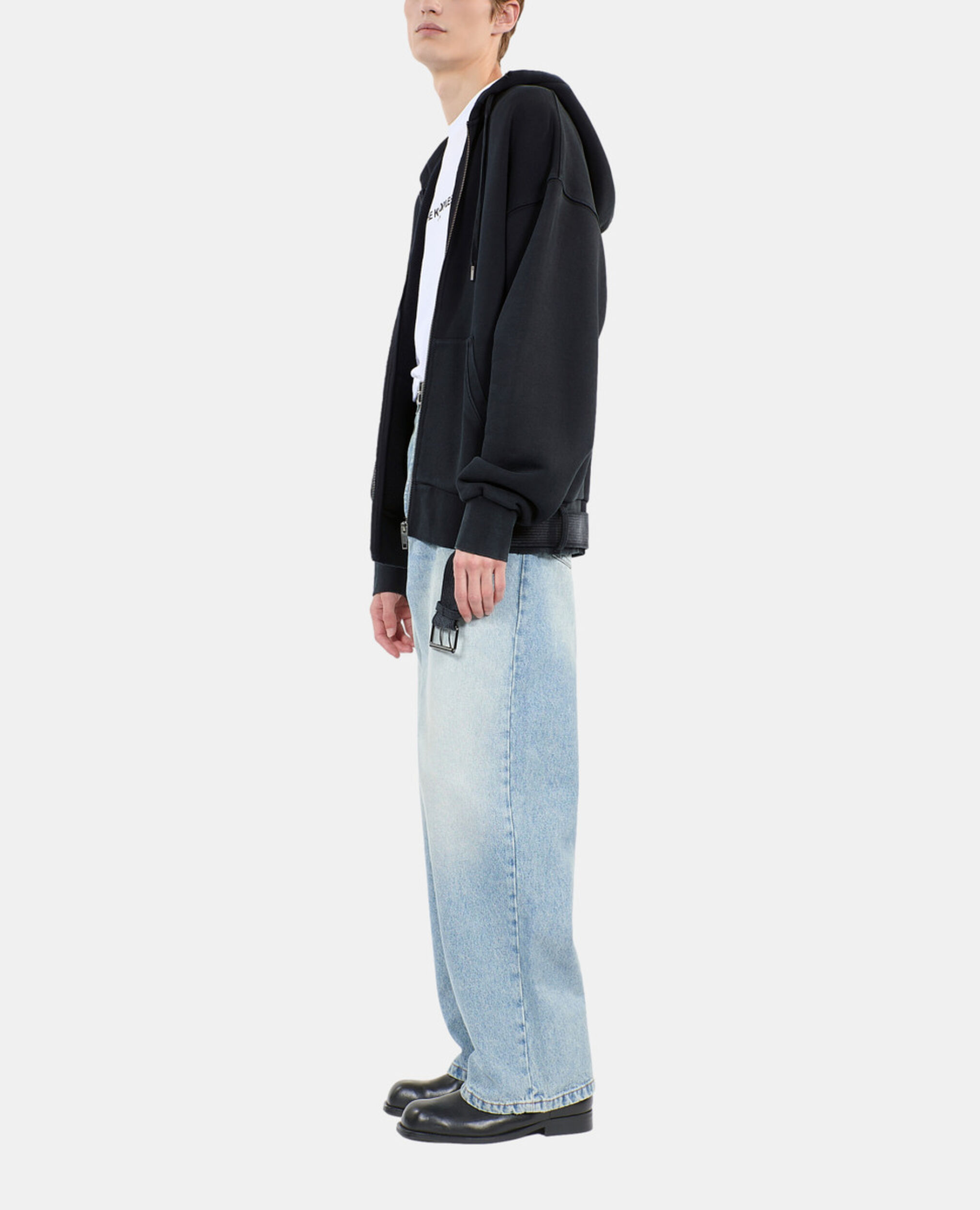 Schwarzes Sweatshirt mit Kapuze, BLACK WASHED, hi-res image number null