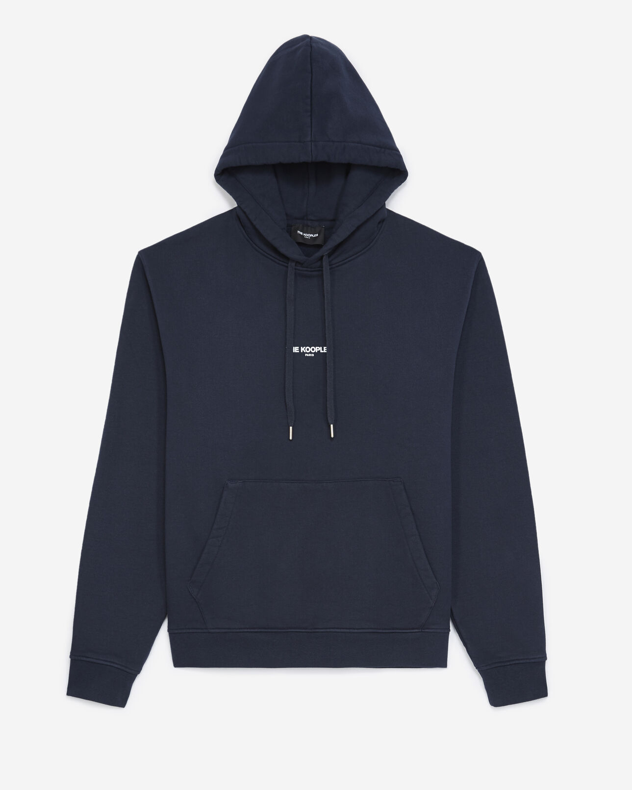 The Kooples HOMME NAVY sweat bleu marine à capuche imprimé