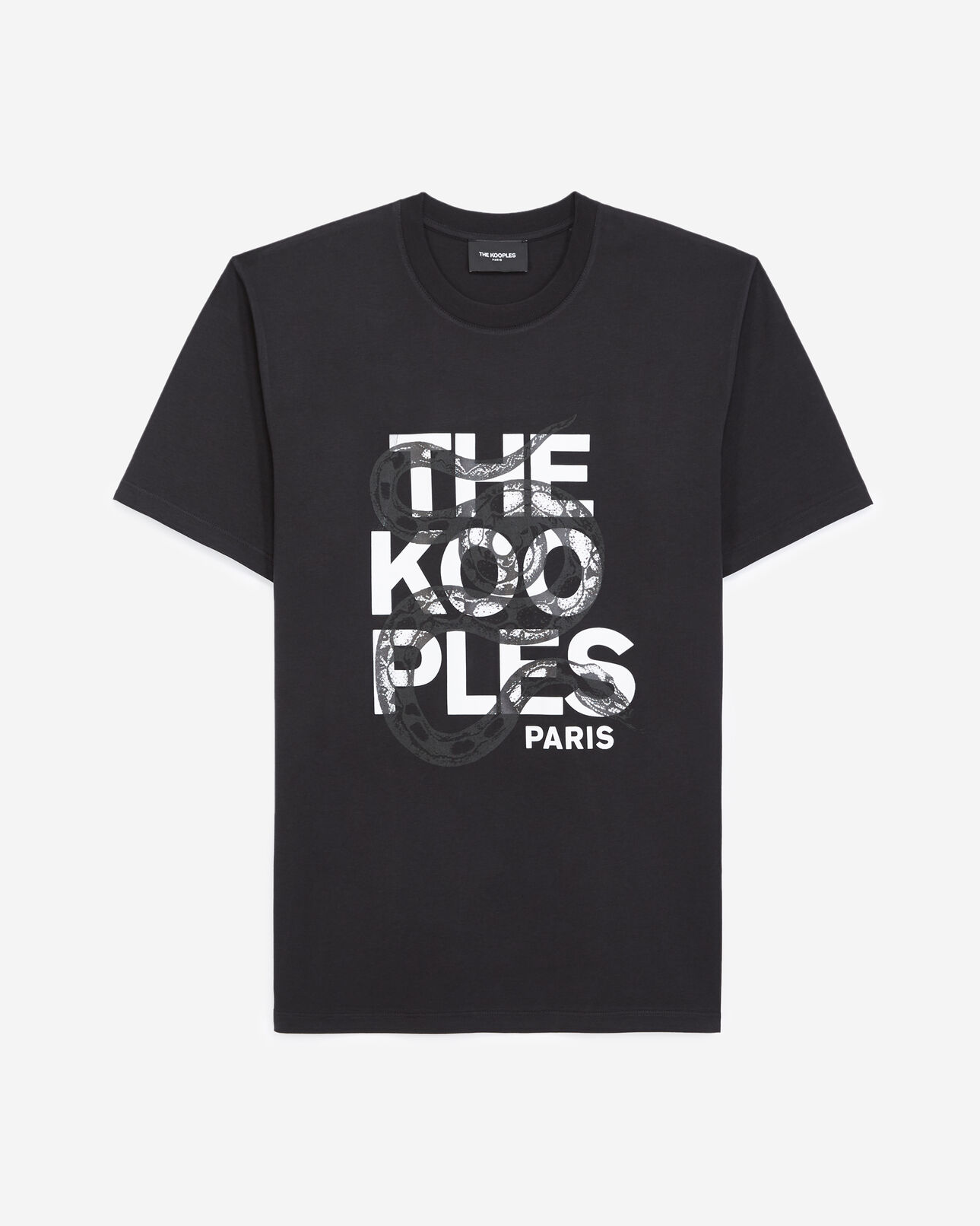 The Kooples MEN BLACK black t-shirt in cotton with snake logo