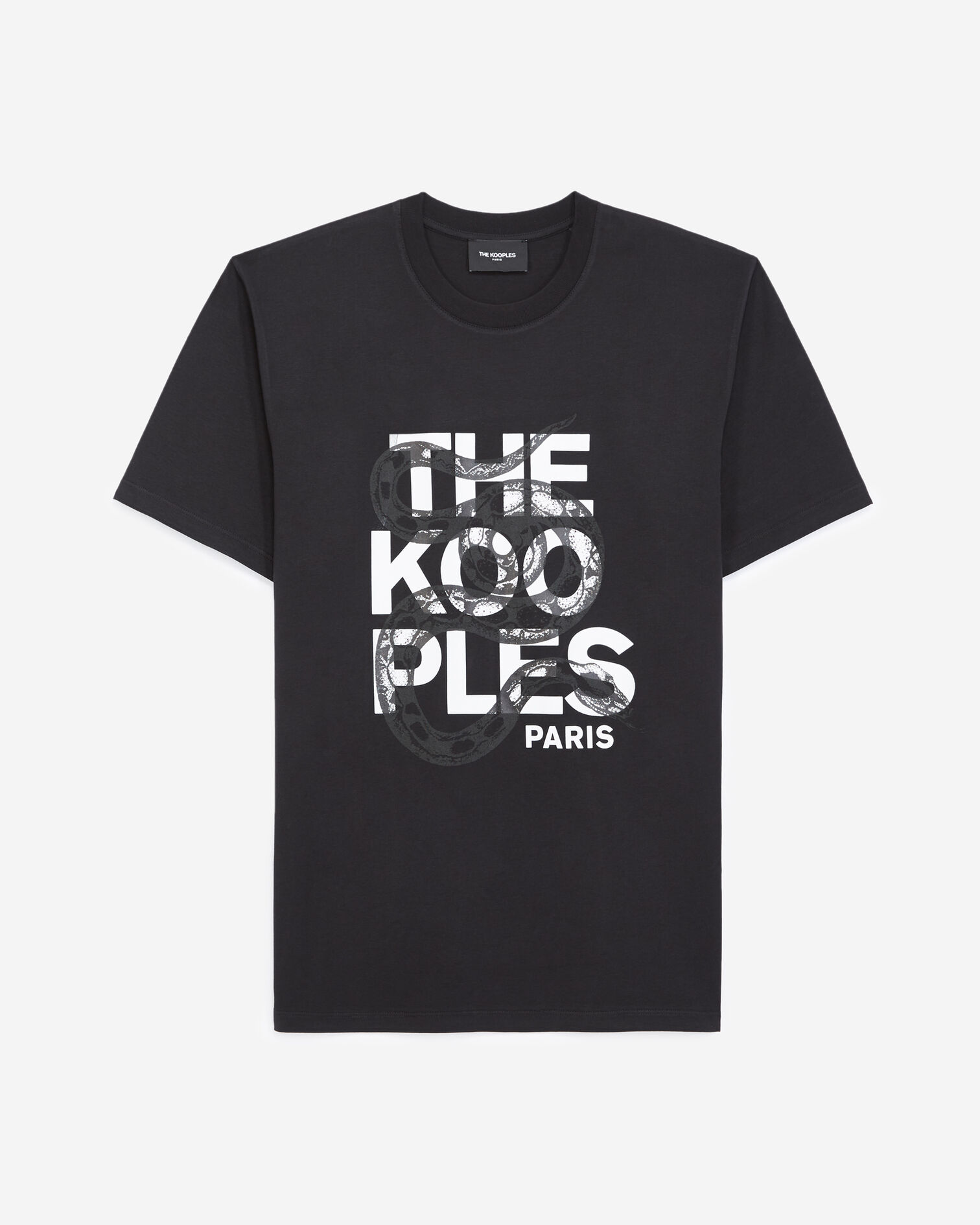 Black T-shirt in cotton with snake logo, BLACK, hi-res image number null