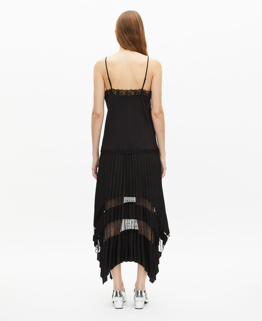 The Kooples FEMME BLACK caraco en soie et dentelle noir