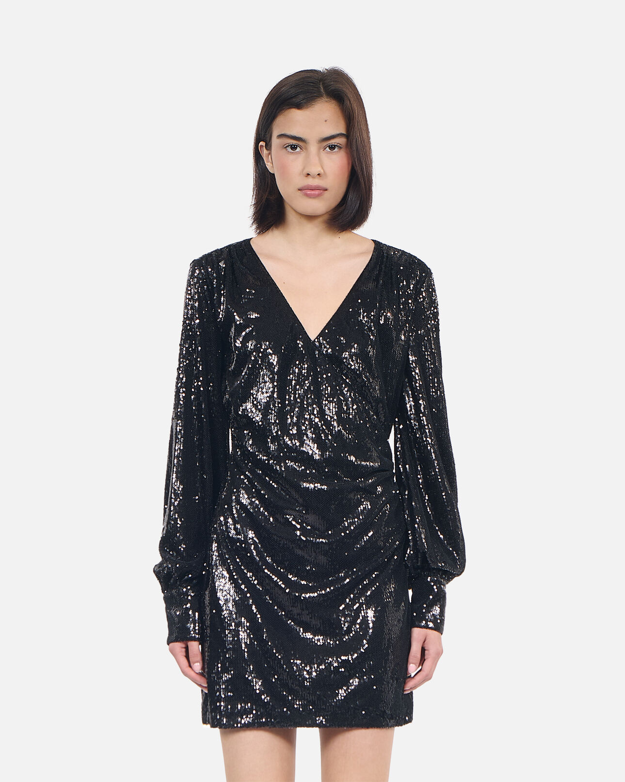 The Kooples WOMEN BLACK short black sequin dress