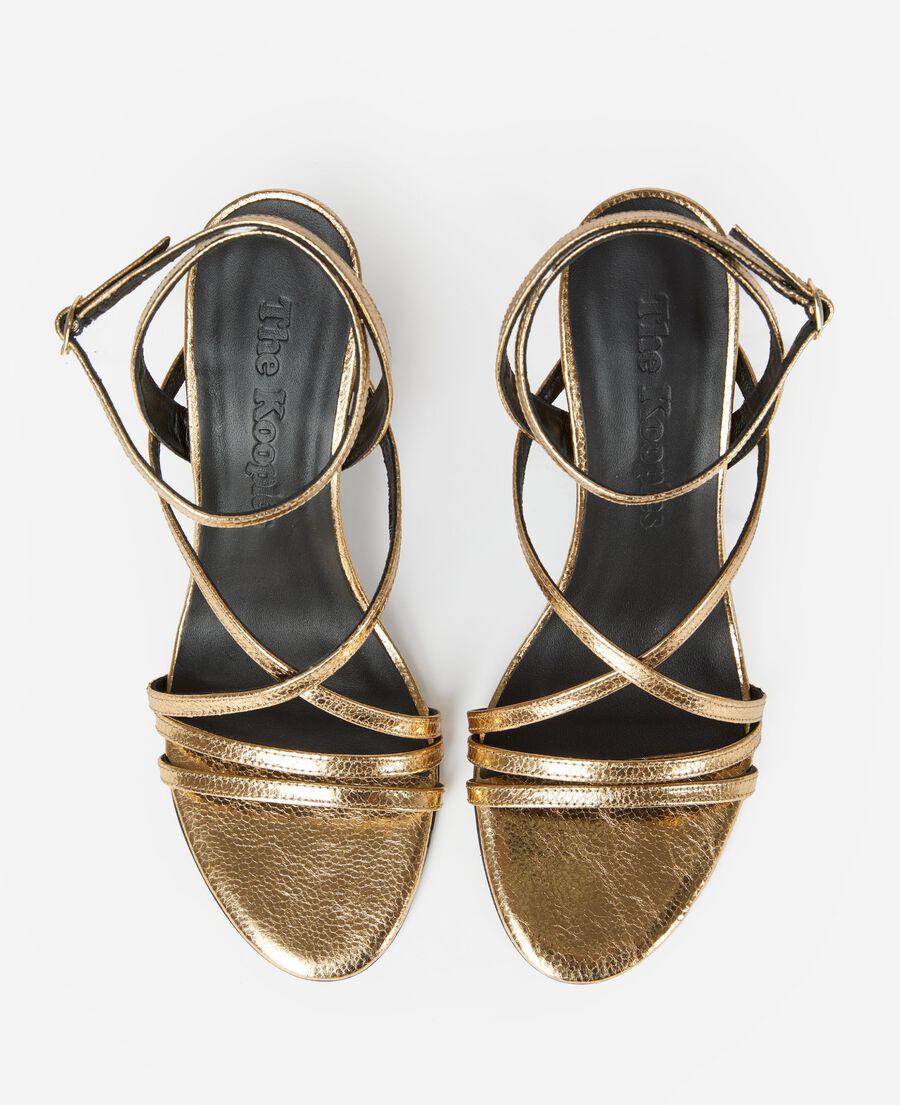 The Kooples F SHINY GOLD gold leather heeled sandals