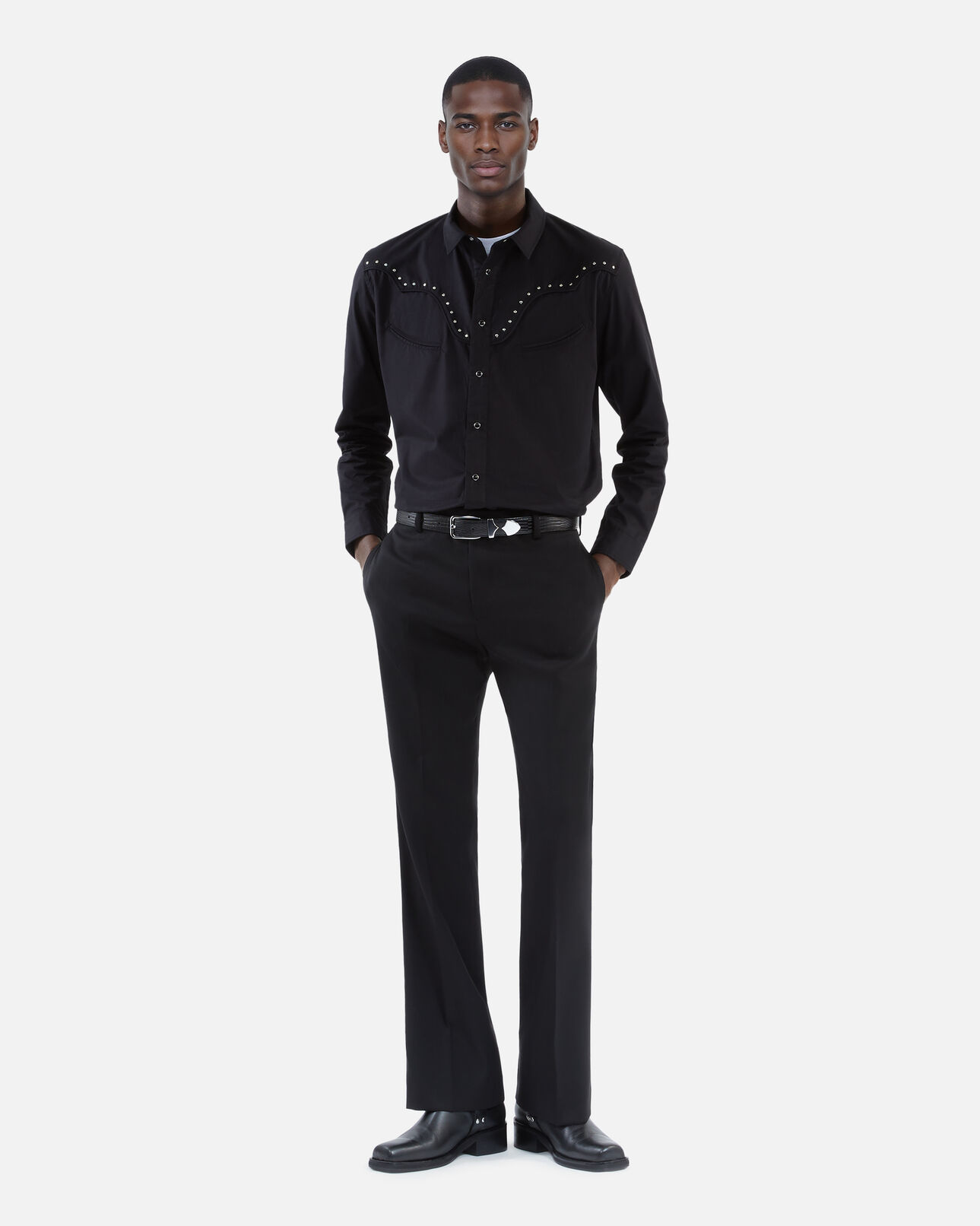 The Kooples HOMME BLACK chemise style western noire