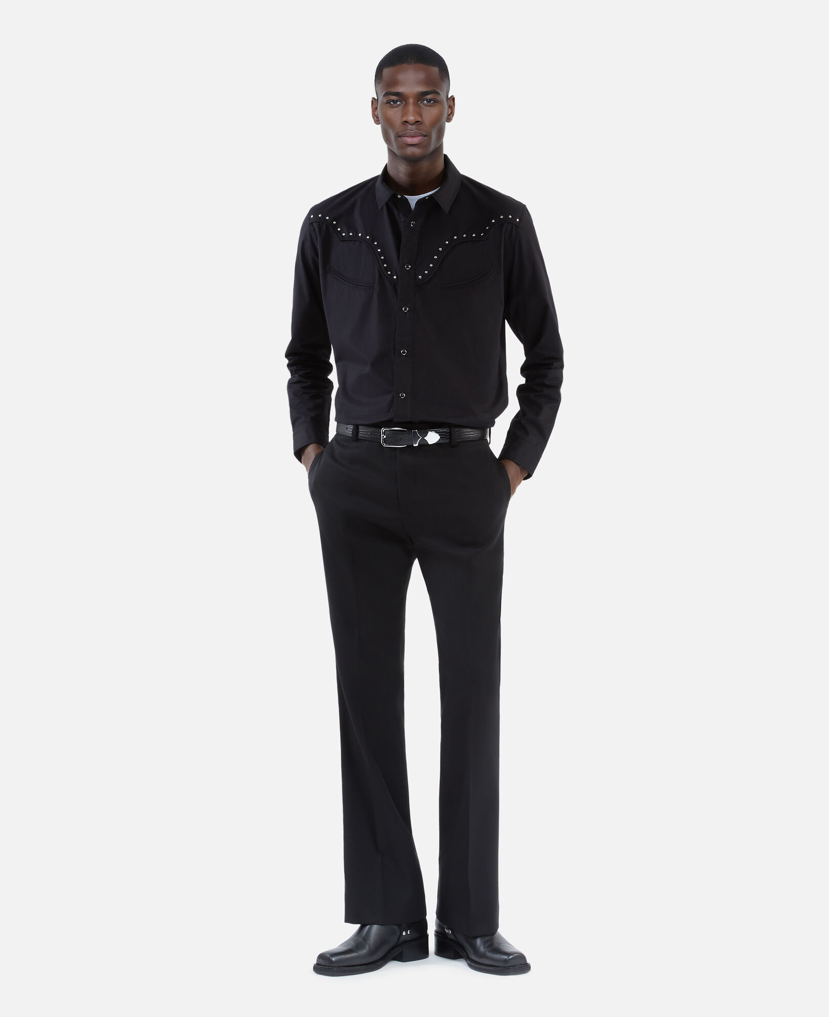 The Kooples HOMME BLACK chemise style western noire