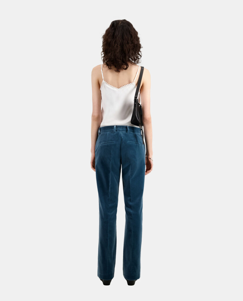 The Kooples MUJER BLUE PETROL pantal&oacute;n traje azul terciopelo