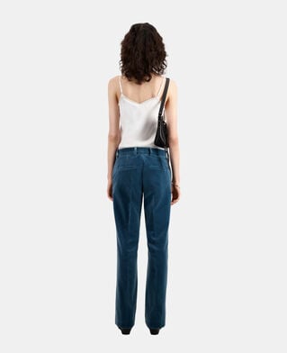 The Kooples FEMME BLUE PETROL pantalon tailleur bleu en velours