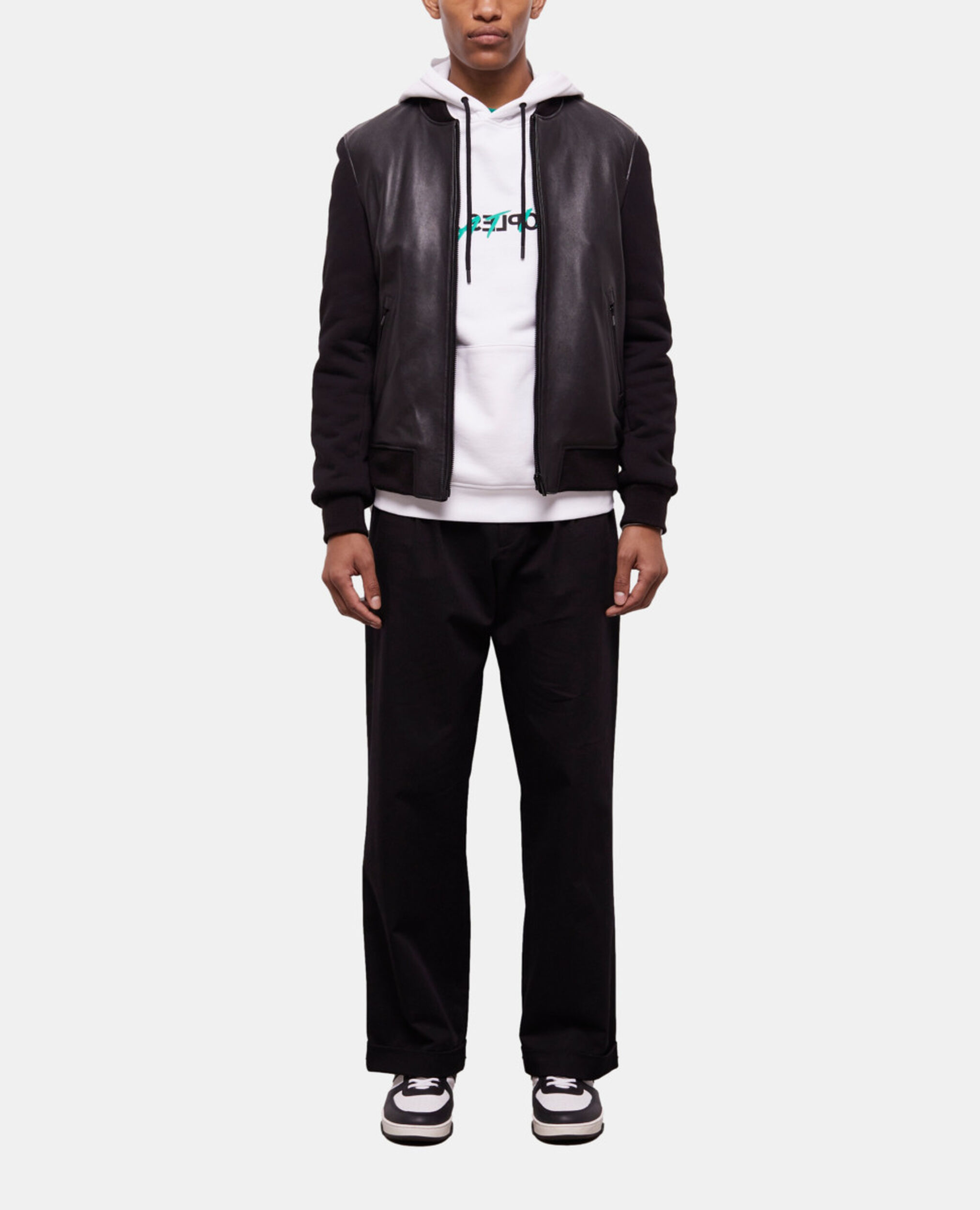 Schwarze Jacke mit Lederdetails, BLACK, hi-res image number null