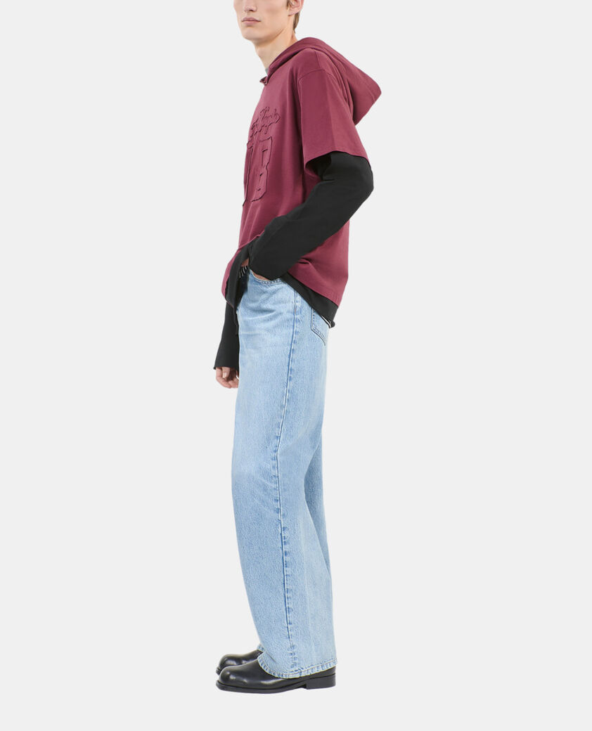 The Kooples HERREN BURGUNDY langärmeliges, bordeauxrotes kapuzen-t-shirt