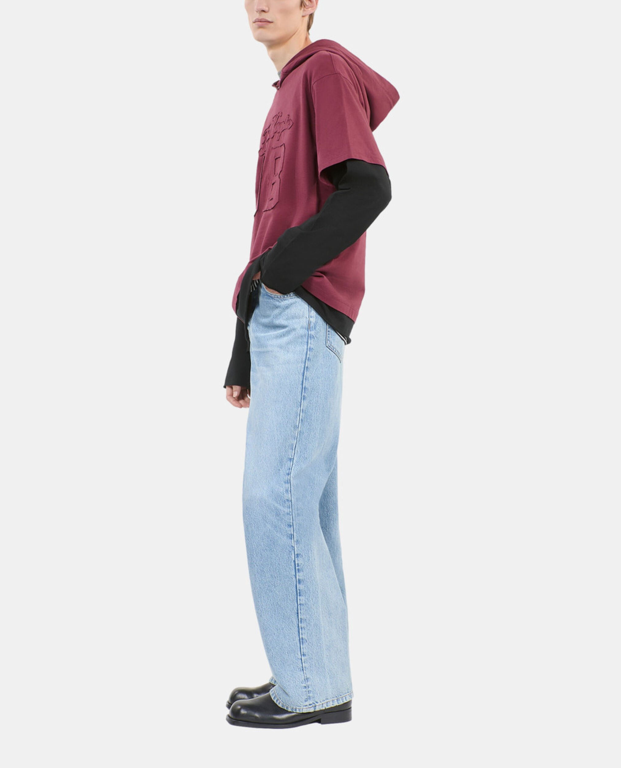 Long-sleeved burgundy hooded t-shirt, BURGUNDY, hi-res image number null
